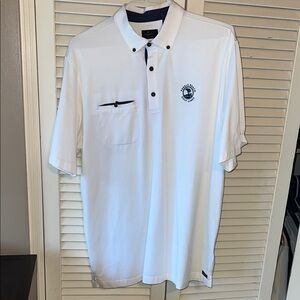 Greg Norman Collection White Polo with Embroidered Logo